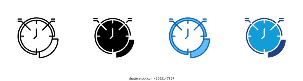 Time Block - Multi Style Icon Sheet Vector Design - segmented clock face, symbolizing time blocking or schedule management