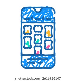 time blocking app management doodle icon sketch vector. time blocking app management sign. isolated symbol illustration