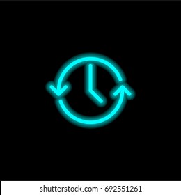 Time blue glowing neon ui ux icon. Glowing sign logo vector