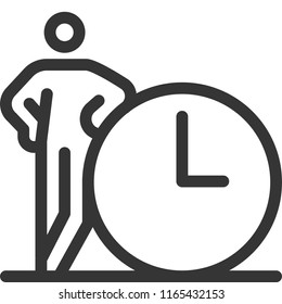 Time, bold line stick figure icon. The illustration is vector, editable stroke, 48x48 pixel perfect. Crafted with precision and eye for quality.