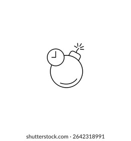time bomb with clock outline icon. Linear vector from army and military concept