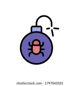 Cyberangriff-Ikone für Zeitbomben. Einfache Farbe mit umrissenen Vektorelementen für Hacks-Symbole für i und ux, Website oder mobile Anwendungen