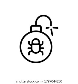 ícono de ciberataque de bomba de tiempo. Línea simple, contorno de elementos vectoriales de iconos de hacks para ui y ux, sitio web o aplicación móvil