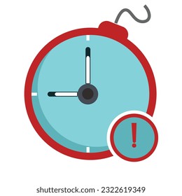 Zeitbombe-Deadline explodieren Zeichenkarikatur flach Design-Vektorgrafik