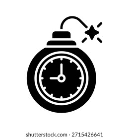 Time Bomb Deadline Vector Illustration, Solid Style Icon