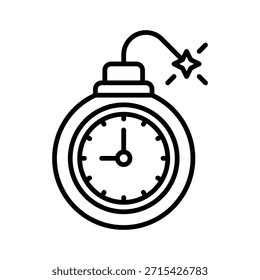 Ilustración vectorial de fecha límite de bomba de tiempo, icono de estilo de línea