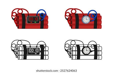 time bomb with detonator icon set vector illustration isolated on white background.
