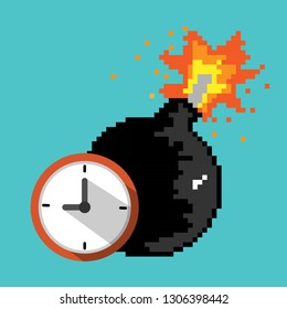 Time bomb icon. Deadline, explosion danger concept