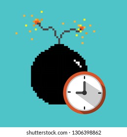 Time bomb icon. Deadline, explosion danger concept