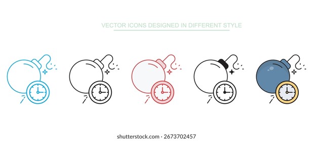 Diseño de icono de bomba de tiempo con fondo blanco