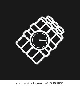 Time Bomb Icon with Dynamite and Clock Timer for Urgent Deadlines and Impending Crisis
