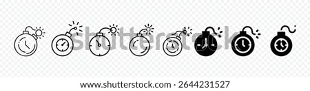 Time Bomb Icon – High Risk Situation and Urgent Threat Symbol, Icon of a bomb with timer symbolizing high risk scenarios, urgent threats, dangerous deadlines, explosive consequences