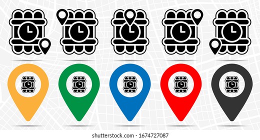 Time, bomb icon in location set. Simple glyph, flat illustration element of time theme icons