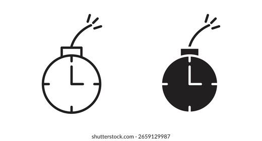 Zeitbomben-Symbol, Vektorgrafik bearbeitbar. schwarzer Vektorsatz