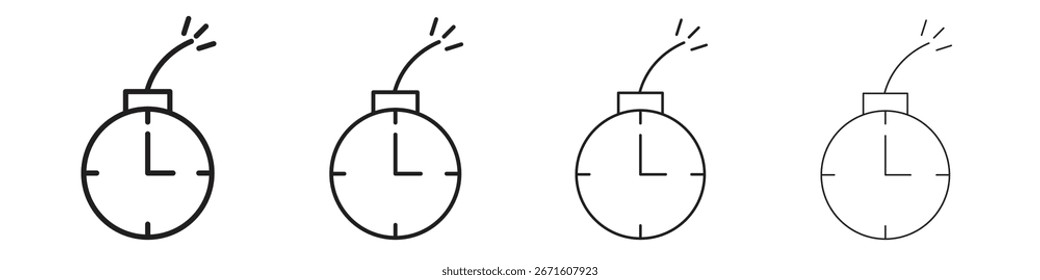Time bomb icon vector illustration, line design icon. Editable strokes.