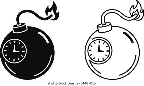 Time Bomb Icons Set Vector