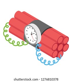 Time bomb, isometric vector icon,