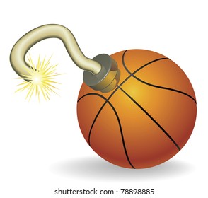 Time bomb in shape of basketball concept. Represents countdown to explosive event or ongoing basketball crisis
