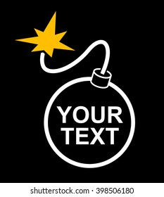 Time bomb with space for your own text. Isolated image on black background 