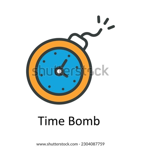 Time Bomb  vector Fill outline Icon Design illustration. Time Management Symbol on White background EPS 10 File