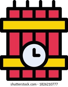 icono de color plano del vector de bomba de tiempo 