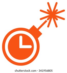 Time Bomb vector icon. Style is flat symbol, orange color, rounded angles, white background.