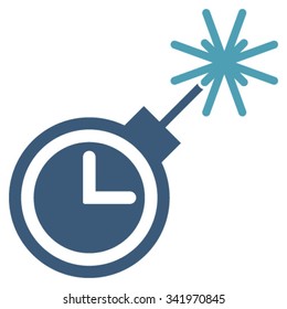 Time Bomb vector icon. Style is bicolor flat symbol, cyan and blue colors, rounded angles, white background.