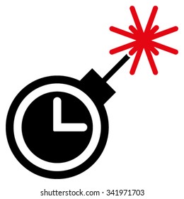 Time Bomb vector icon. Style is bicolor flat symbol, intensive red and black colors, rounded angles, white background.