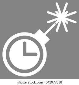 Time Bomb vector icon. Style is flat symbol, white color, rounded angles, gray background.
