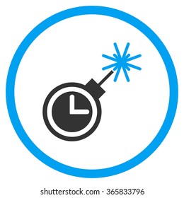 Time Bomb vector icon. Style is bicolor flat circled symbol, blue and gray colors, rounded angles, white background.