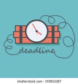 Time Bomb With Wire As Deadline Words. Concept Vector Design