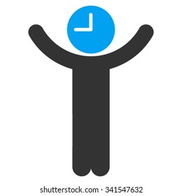 Time Boss vector icon. Style is bicolor flat symbol, blue and gray colors, rounded angles, white background.