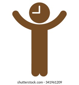 Time Boss vector icon. Style is flat symbol, brown color, rounded angles, white background.