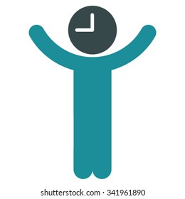 Time Boss vector icon. Style is bicolor flat symbol, soft blue colors, rounded angles, white background.