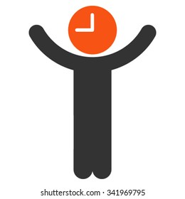 Time Boss vector icon. Style is bicolor flat symbol, orange and gray colors, rounded angles, white background.