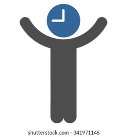 Time Boss vector icon. Style is bicolor flat symbol, cobalt and gray colors, rounded angles, white background.