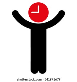 Time Boss vector icon. Style is bicolor flat symbol, intensive red and black colors, rounded angles, white background.