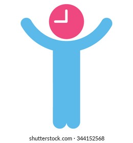 Time Boss vector icon. Style is bicolor flat symbol, pink and blue colors, rounded angles, white background.