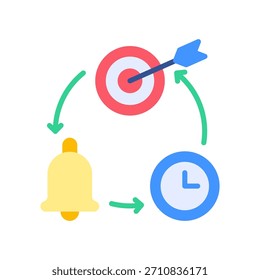Icono de objetivos con límite de tiempo Ilustración vectorial plana