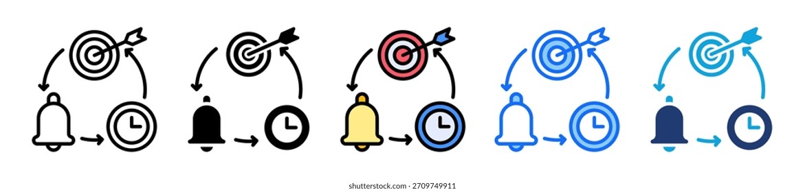 Time Bound Goals Icon Set Multiple Style Collection Vector Illustration