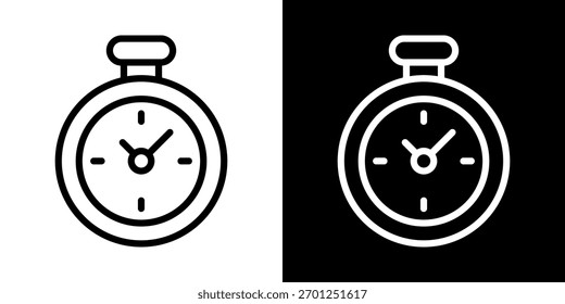 Icono de tiempo encuadernado de la línea de Ilustración vectorial de estilo blanco y negro
