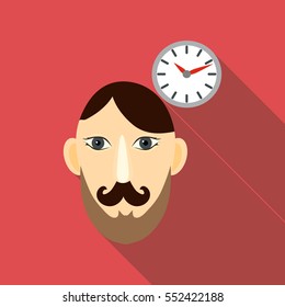 Time brain icon. Flat illustration of time brain vector icon for web