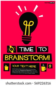 Time To Brainstorm! (Flat Style Vector Illustration Poster Design)