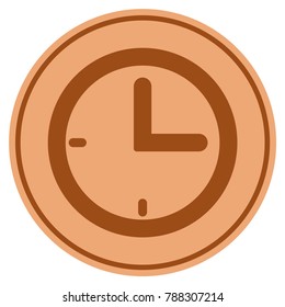 Time bronze coin icon. Vector style is a copper flat coin symbol.