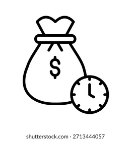 Time Budgeting Outline Icon Vector Illustration
