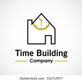 Time building of house developer abstract vector and logo design or template property business icon of company identity symbol concept