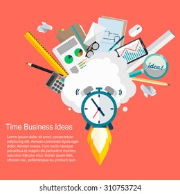 Time Business Ideas.Vector illustration of business and time management flat design 