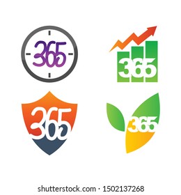 time business shield leaf 365 infinity logo icon illustration