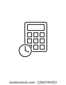 time with calculator icon,vector best line icon.
