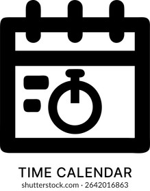 Time Calendar Clock Schedule Black Fill Icon Design